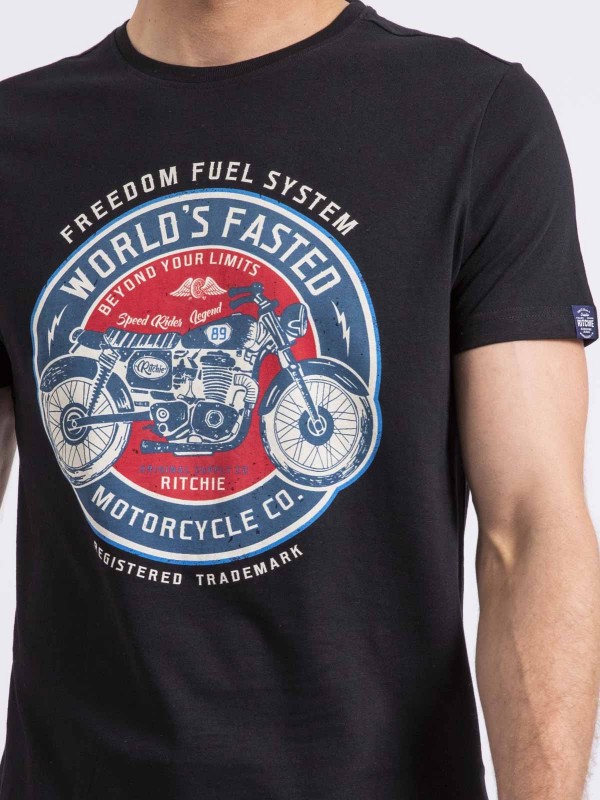 T-shirt col rond NOUCAS - Noir