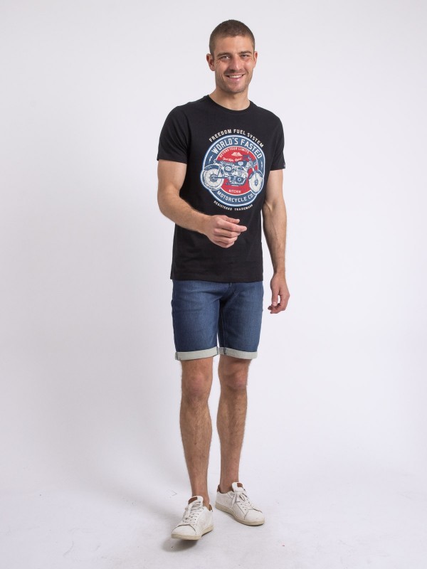 T-shirt col rond NOUCAS - Noir