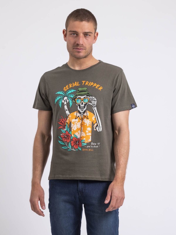 T-shirt col rond NULRIK - Kaki