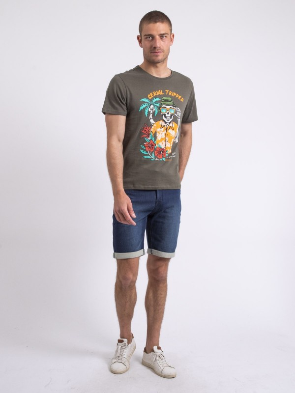 T-shirt col rond NULRIK - Kaki