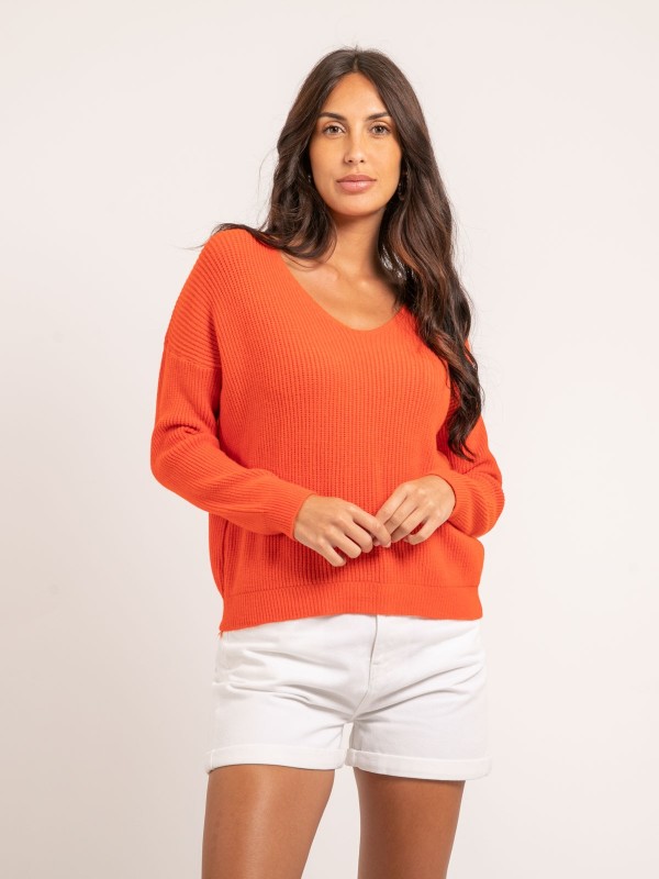 Pull col V KYLEENA - Orange
