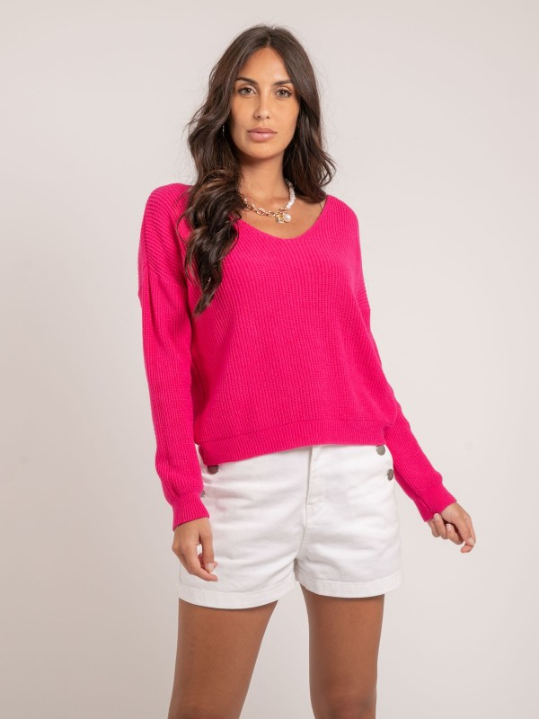 Pull col V KYLEENA - Rose...