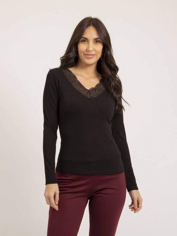 Pull fin col dentelle FALIA...