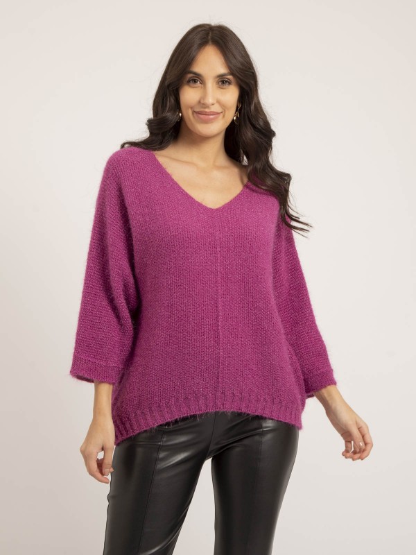 Pull col V KAFIA - Vert foret