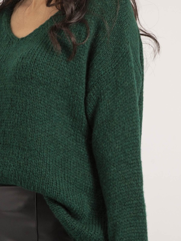 Pull col V KALANA - Vert foret