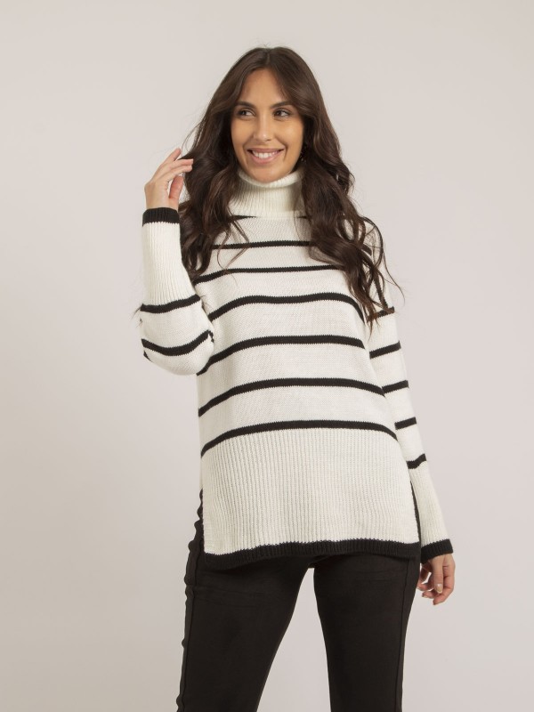 Pull col roulé rayures KATLYN