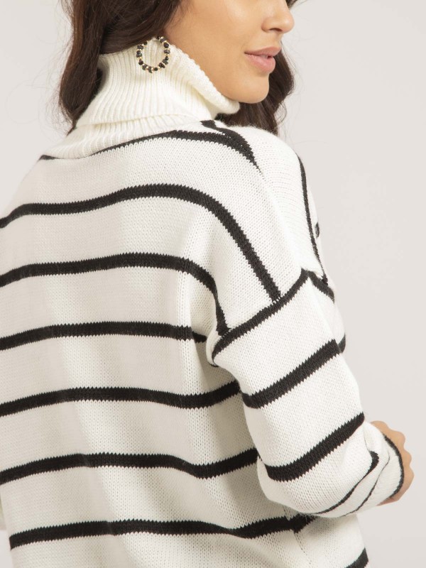 Pull col roulé rayures KATLYN