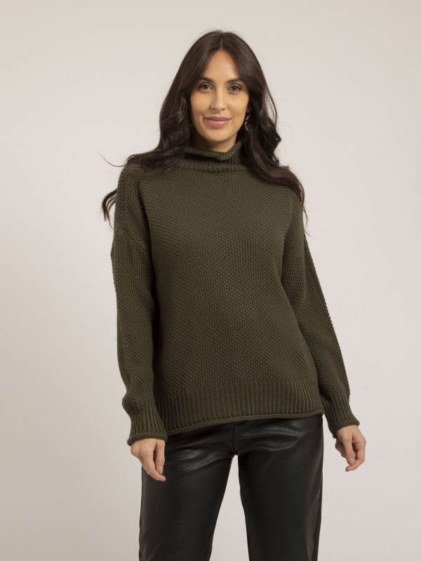 Pull col montant KIANTY - Kaki