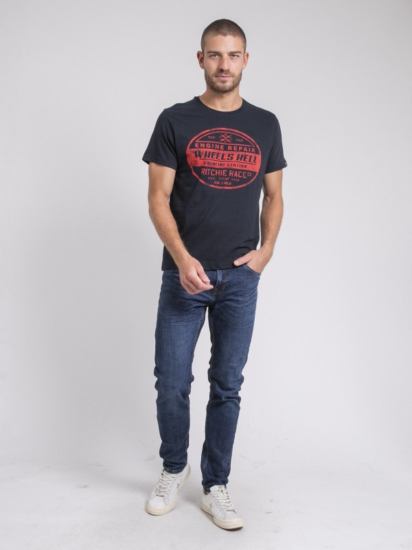 T-shirt col rond pur coton...