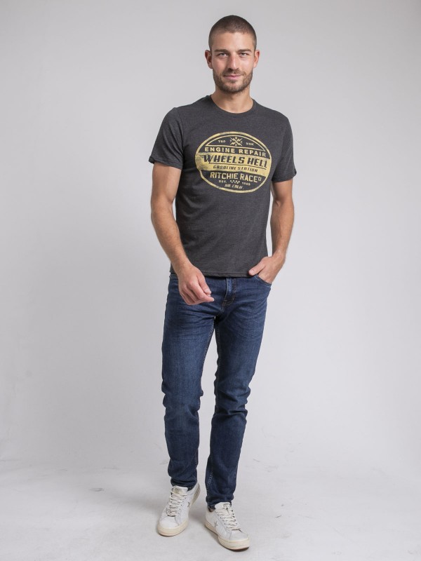 T-shirt col rond pur coton...