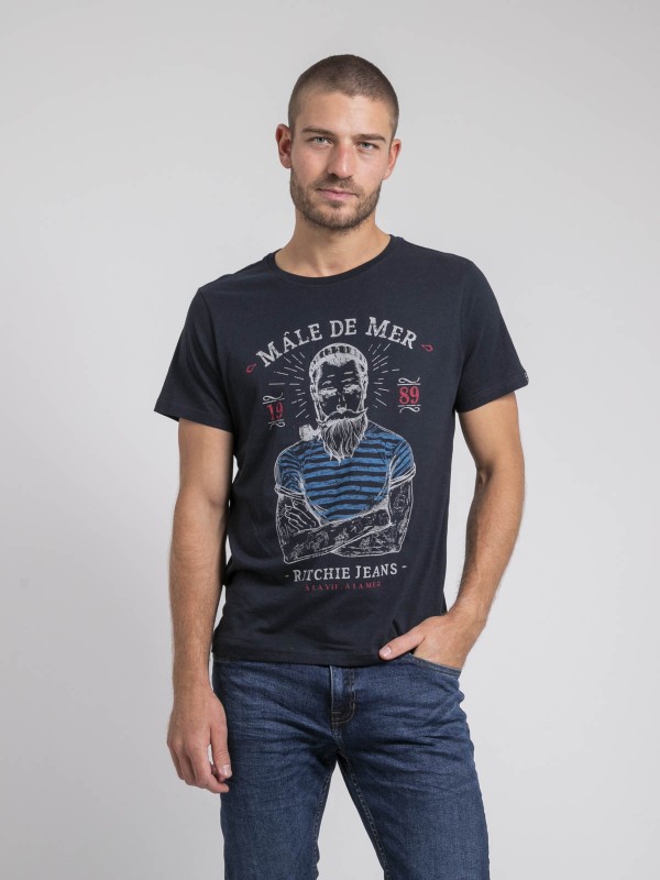 T-shirt col rond pur coton...