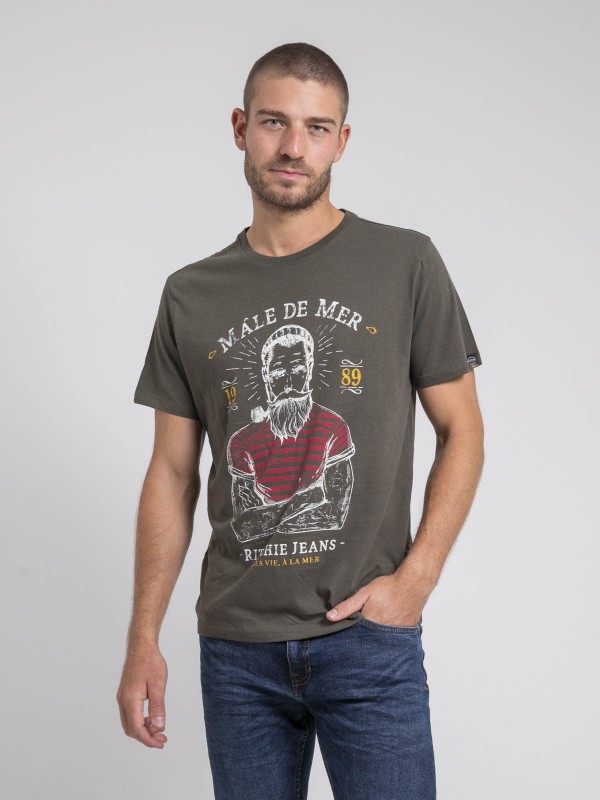 T-shirt col rond pur coton...