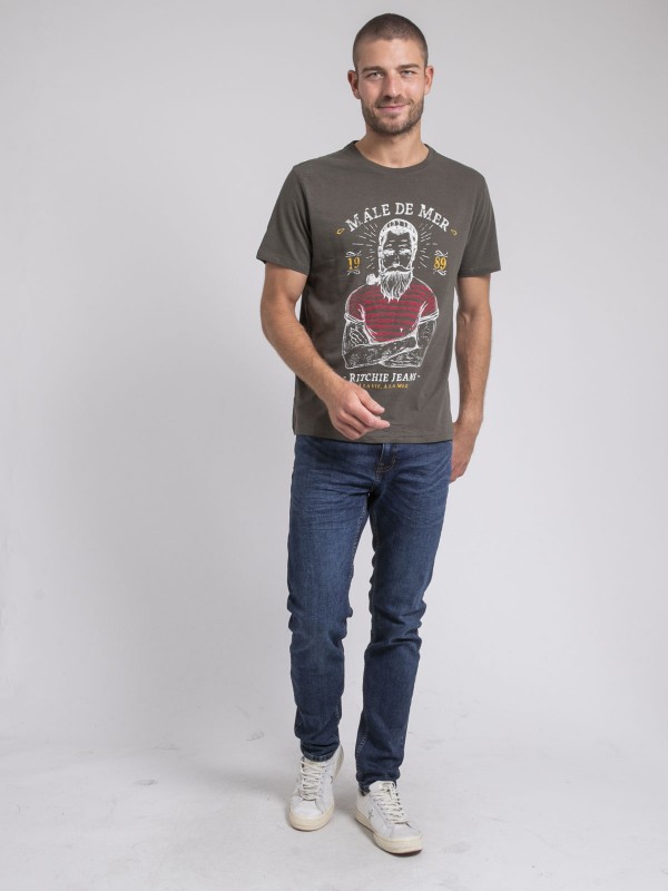 T-shirt col rond pur coton...