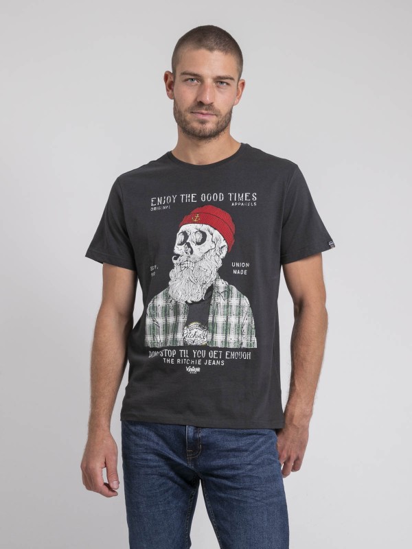 T-shirt col rond pur coton...