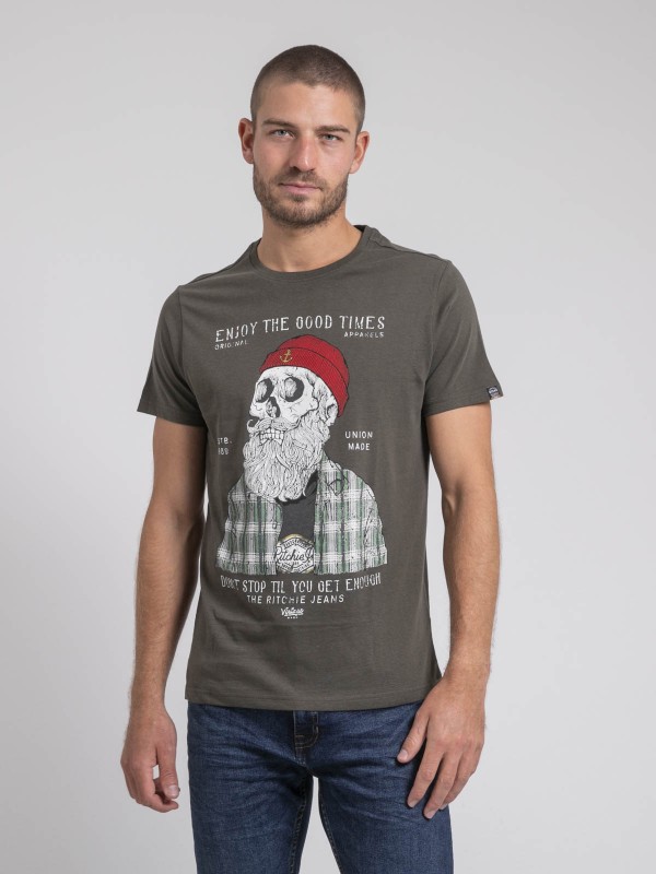 T-shirt col rond pur coton...