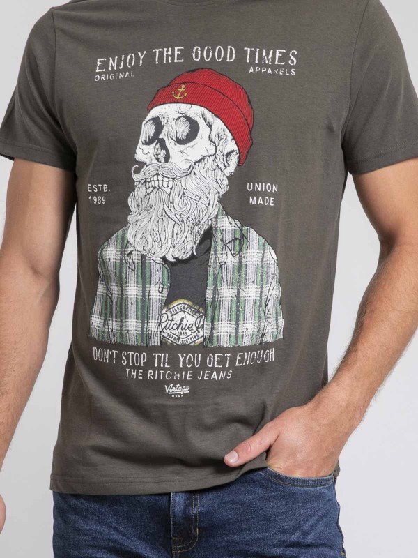 T-shirt col rond pur coton...