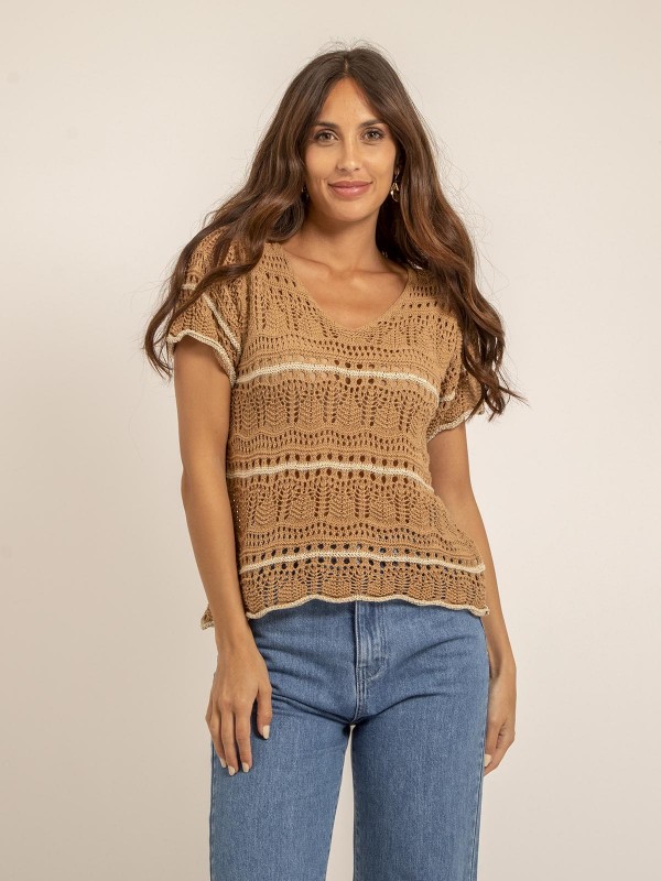 T shirt maille FILOMA - Beige