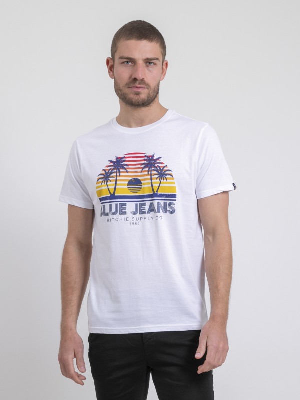 T-shirt col rond pur coton...