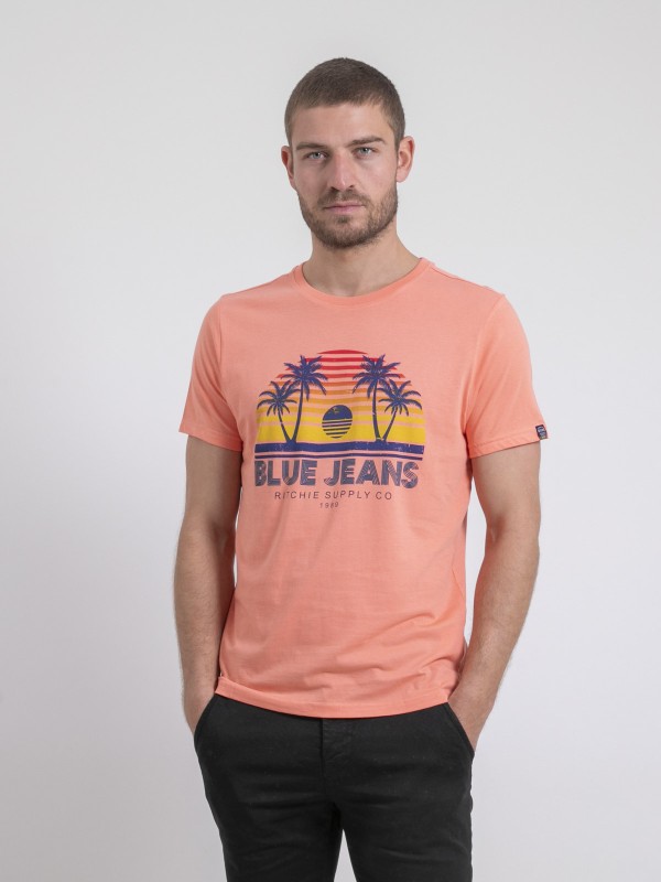 T-shirt col rond pur coton...