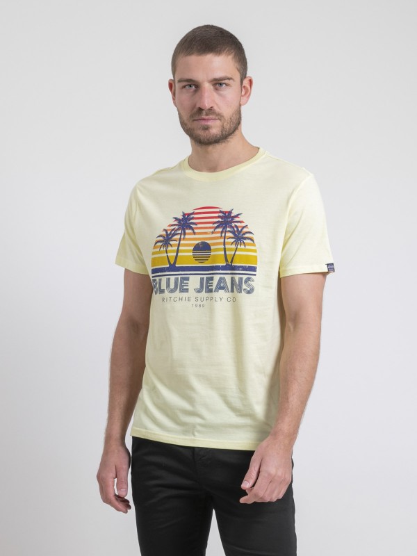 T-shirt col rond pur coton...