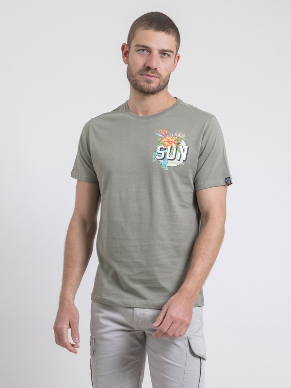 T-shirt col rond pur coton...