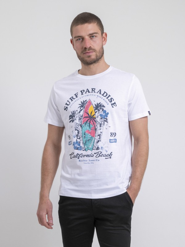 T-shirt col rond pur coton...