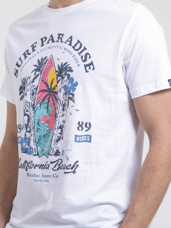 T-shirt col rond pur coton...