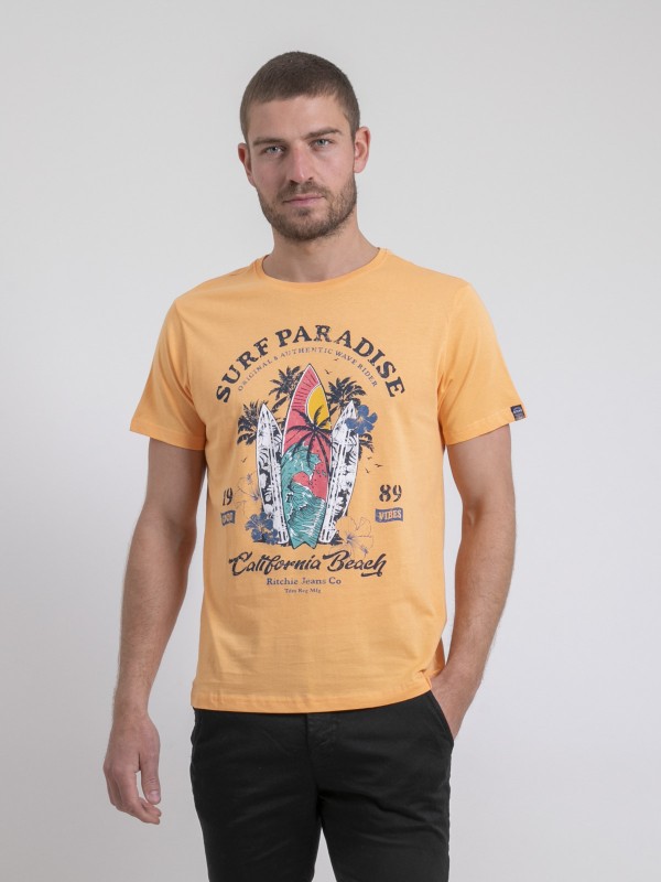 T-shirt col rond pur coton...