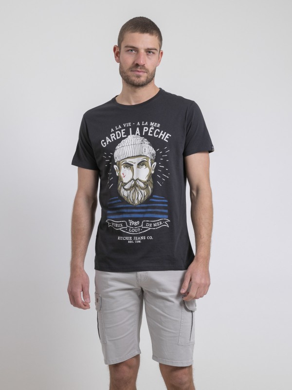 T-shirt col rond pur coton...