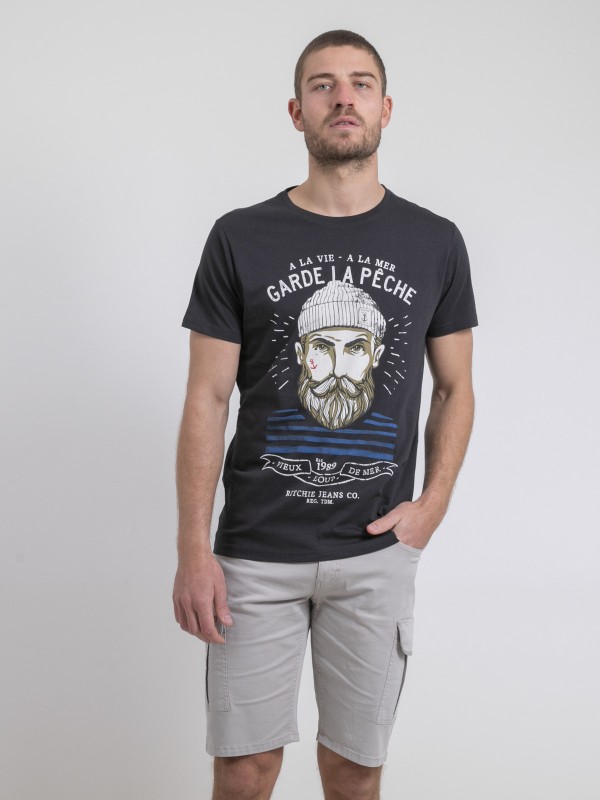 T-shirt col rond pur coton...