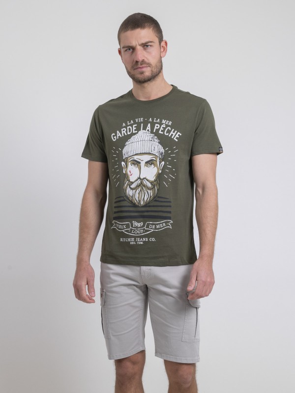 T-shirt col rond pur coton...