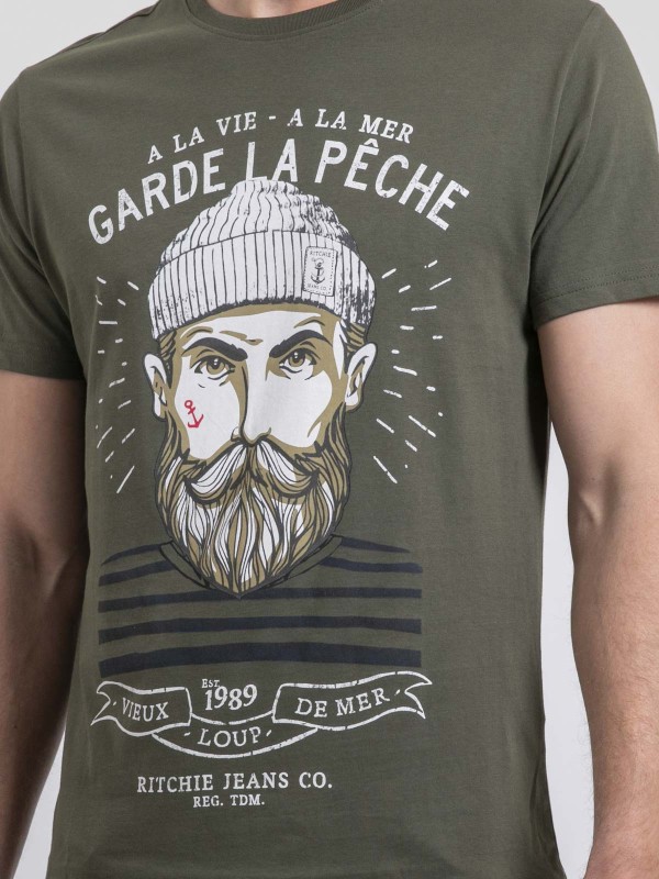 T-shirt col rond pur coton...