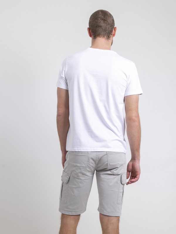 T-shirt col V pur coton...