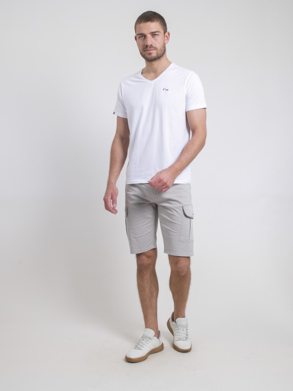 T-shirt col V pur coton...