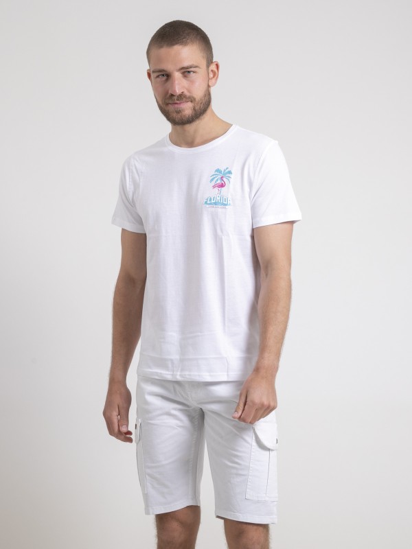 T-shirt col rond pur coton...