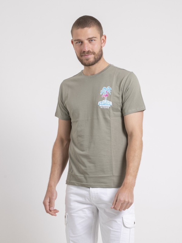 T-shirt col rond pur coton...