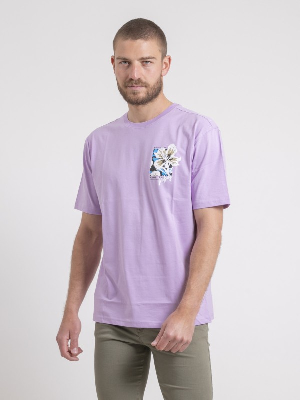 T-shirt col rond oversize...