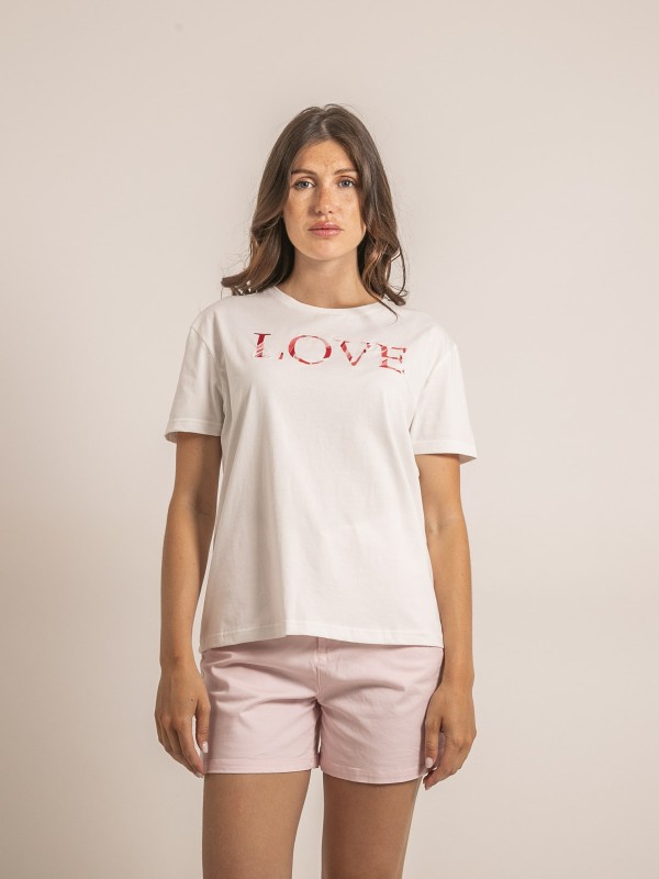 T-shirt col rond message FAKO