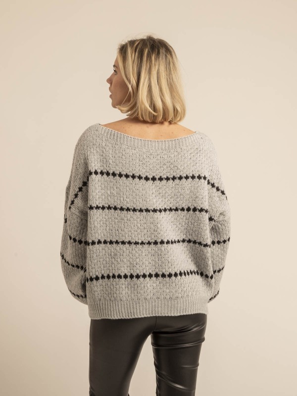Pull rayures KISA - Gris