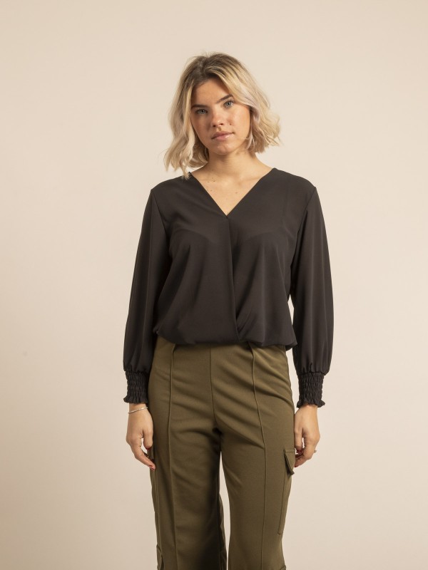 Blouse col V ORESTIA - Noir