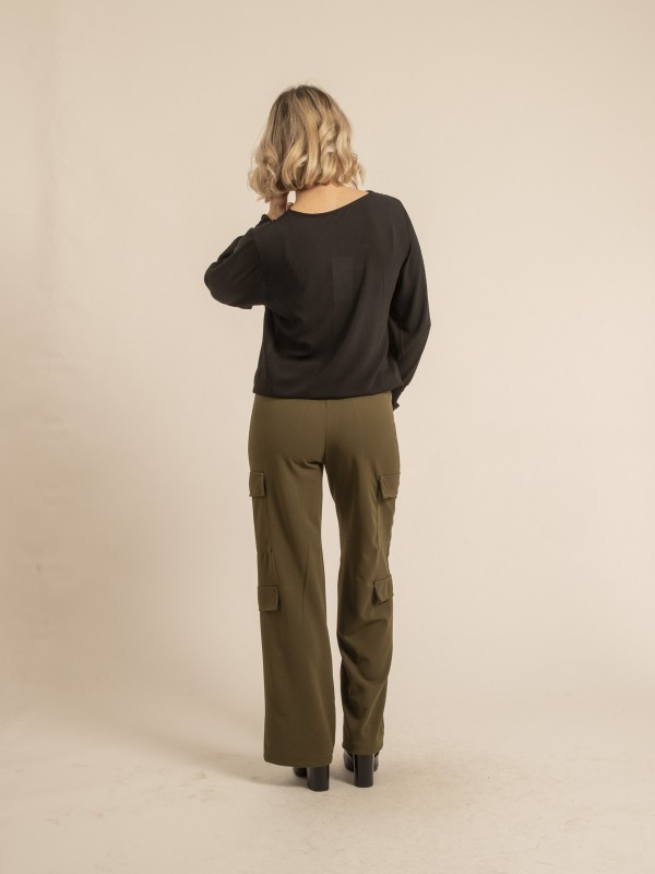 Blouse col V ORESTIA - Noir