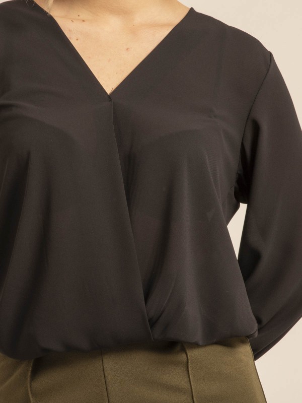 Blouse col V ORESTIA - Noir