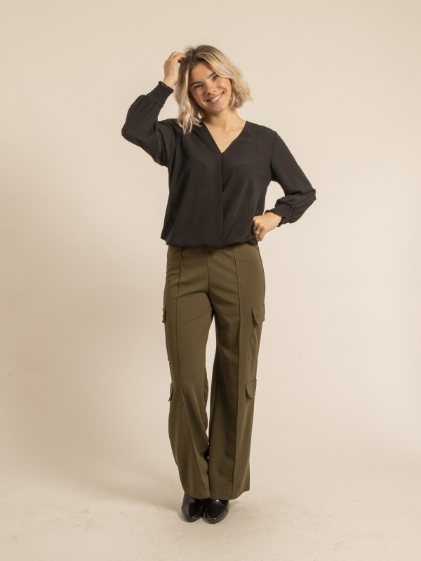 Blouse col V ORESTIA - Noir