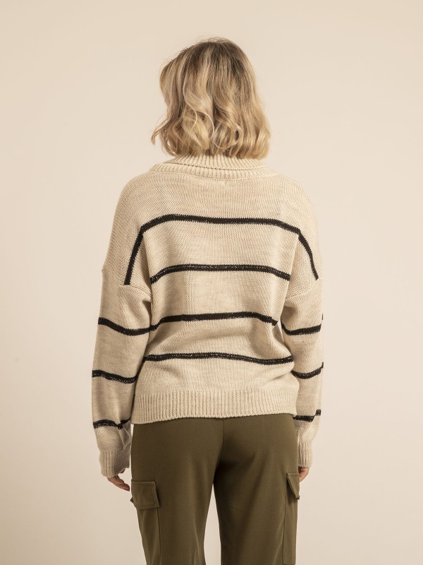 Pull col roulé rayures KAVALIE
