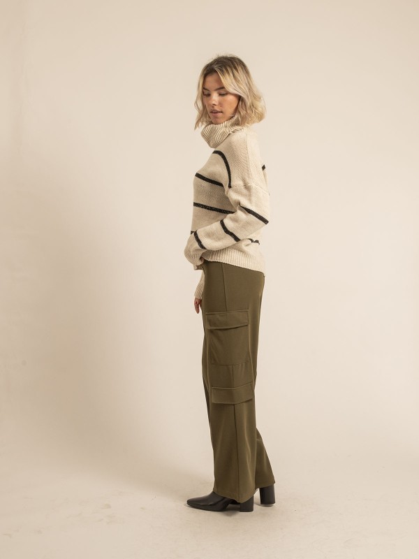 Pull col roulé rayures KAVALIE