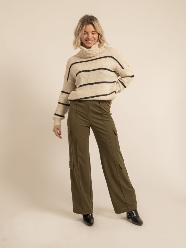 Pull col roulé rayures KAVALIE