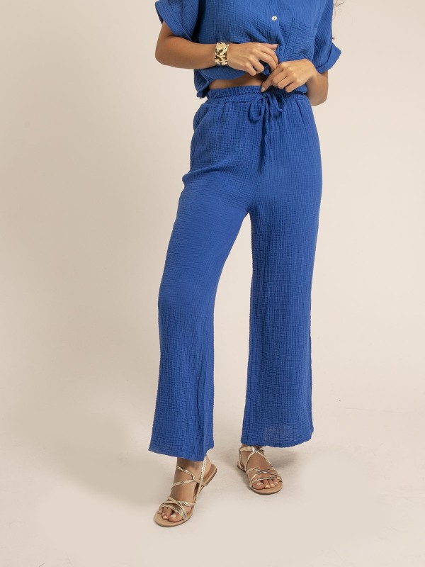 Pantalon fluide gaze de...