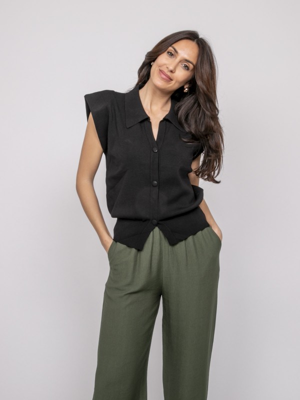 Chemise sans manches col...