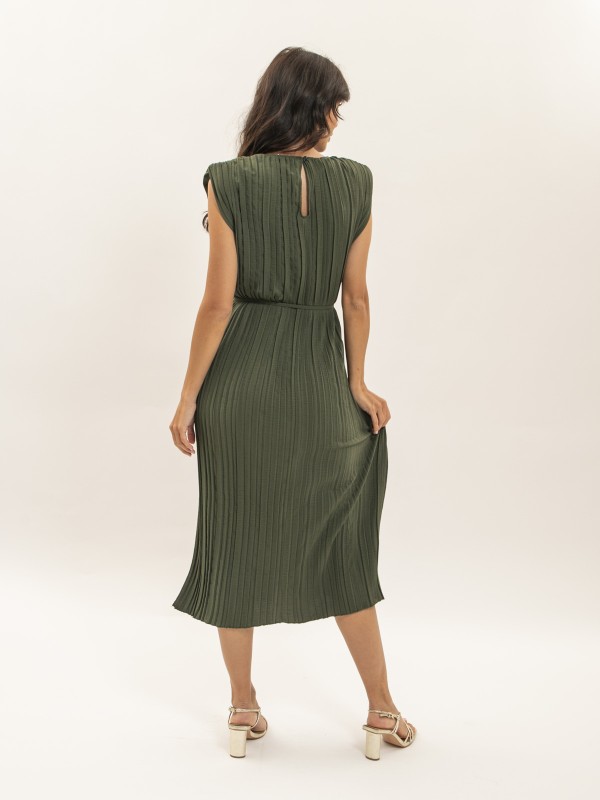 Robe midi plissée IROVE - Kaki