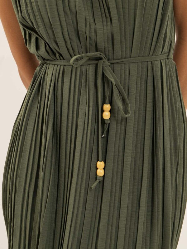 Robe midi plissée IROVE - Kaki